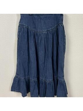Vintage Denim Tiered Midi Skirt